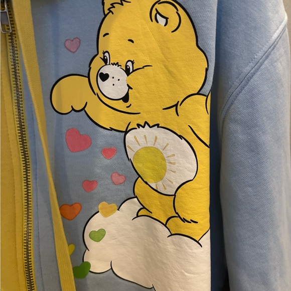 Women’s Care Bears color block blue/yellow zip hoodie Jacket-Sweatshirt cartoon - Picture 3 of 9